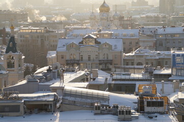 Moscow: view of the roofs of the city on a sunny winter day