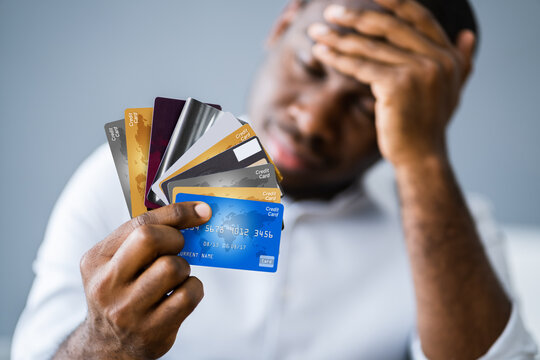 Too Many Credit Cards. African American Man