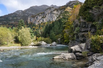 Bujaruelo valley in autumn. Ordesa, huesca, Spain