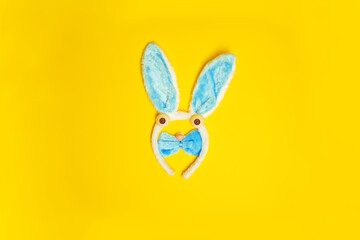 Yellow background with toys for Easter