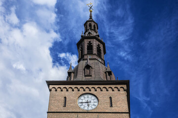 Fototapeta na wymiar Oslo Cathedral (Oslo Domkirke, 1697) - formerly Our Savior's Church (Var Frelsers kirke) - main church for Church of Norway Diocese of Oslo. Norwegian Royal Family use Cathedral for public events. 