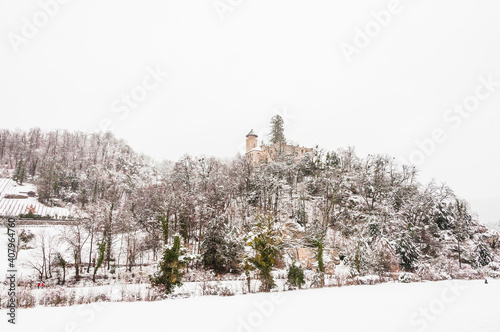 Leinwandbilder Arlesheim, Schloss Birseck, Ermitage, Dorf, Wanderweg, Wald,  Schnee, Schneedecke, Baselland, Birstal, Birseck, Winter, Schweiz-bill_17
