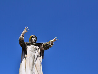 Fragment of the Monument to Savonarola in Ferrara Italy
