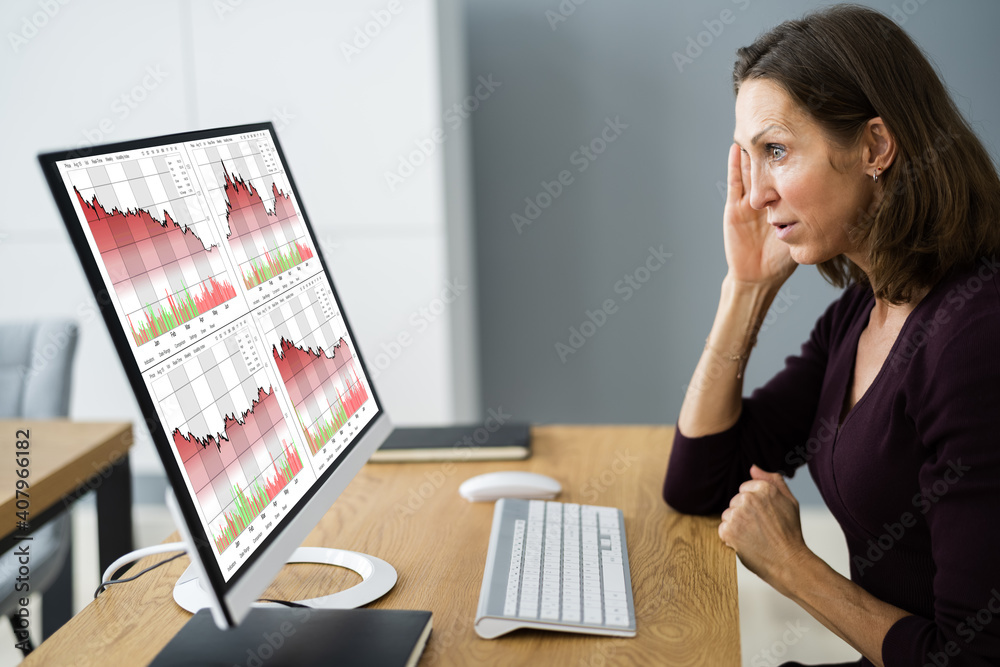 Poster sad unhappy trader and stock broker