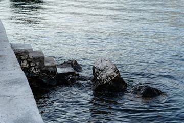 Calm sea with rocks in Kotor, Montenegro