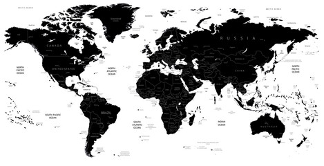 Obraz premium World Map black isolated on white