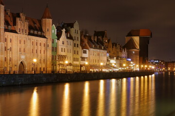 night view of the old town in Gdansk, Poland