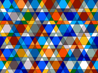 Seamless pattern of triangles. Pattern for packaging. Full colour. Template. Bright. Abstract background.