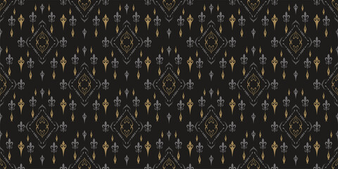 Background wallpaper in vintage style. Ornament on black. Seamless pattern, texture. Background image for your design