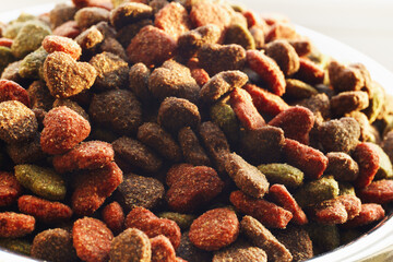 Closeup of dried cat food background