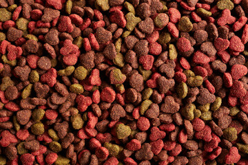 Closeup of dried cat food background