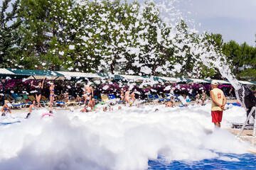 Animation program: the foam party disco in the pool of the Hotel Larissa Green Hill Beach in Alanya...