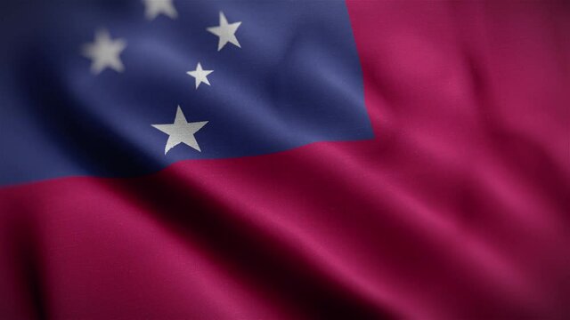 Samoa Flag Textured Waving Close Up Background HD