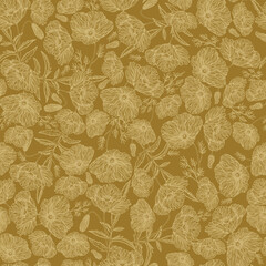 Flower Wild Poppy of Root Chakra pattern gold