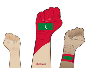 The spirit of struggle by lifting the hands with the Maldives flag