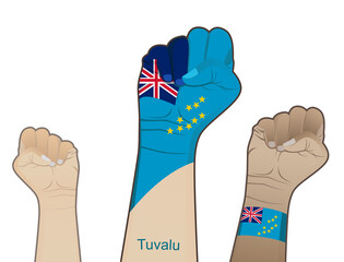 The spirit of struggle by lifting the hands of the Tuvalu flag