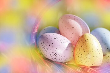 Bright multi-colored eggs. Easter theme, Easter holiday. Easter background