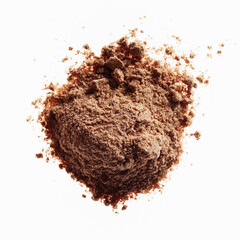 Instant coffee powder with milk isolated on white background