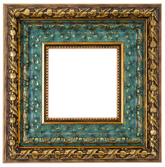 .Gold, square frame.