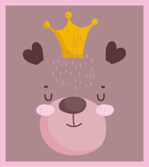 cute bear with crown animal cartoon background