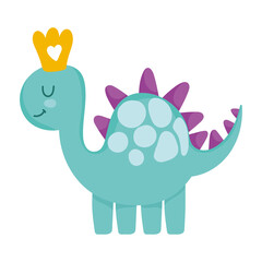 funny cartoon dino predator animal style white background