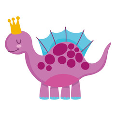 funny cartoon dino stegosaurus animal style white background