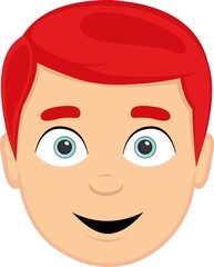 Vector emoticon illustration of the head of a man with red hair