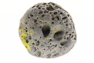 Smoke whirling around small meteorite stone