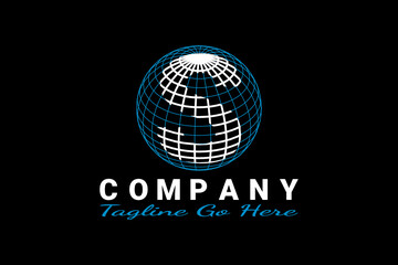 3D vector logo element with globe illustration and outline pattern forming initials "S". Usable for global business logos.