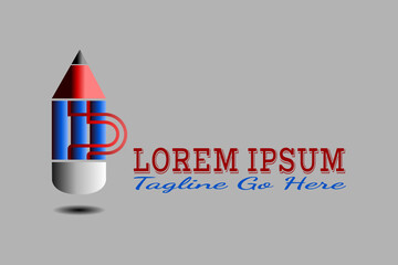 flat vector logo element with pencil illustration forming a drinking glass. Usable for early childhood education and general education logos