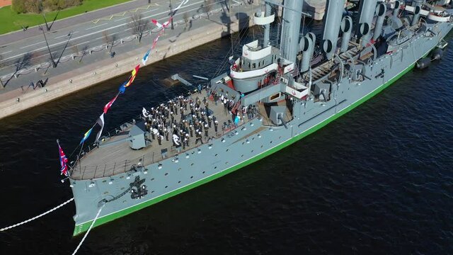 Military ship Museum Aurora in St. Petersburg