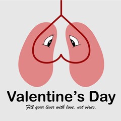 Happy Valentine's Day Concept with Health Theme. Healthy Valentine Day in Corona Virus Pandemic.
