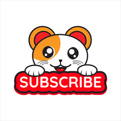 cat mascot with subscribe writing, subscribe vector cat illustration eps 10