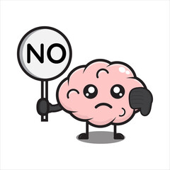 cute brain mascot illustration with no board, funny scrambled characters on white background vector eps 10