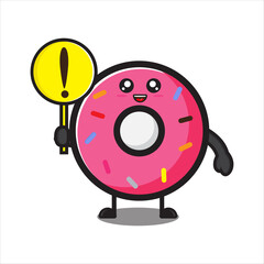 cute donut mascot with heart sign, cute donut character on white background vector eps 10