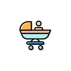 stroller lineal color icon with baby. simple design editable. Design template vector