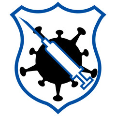 Vector illustration of a vaccine against coronavirus and syringe, vaccination campaign and treatment. All elements are isolated.