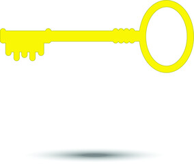 Key - vintage in yellow color in white background