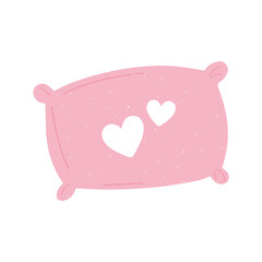 pink cushion with hearts love and romance in cartoon style