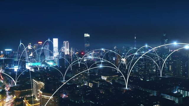 city and network connection concept.communication.smart city
