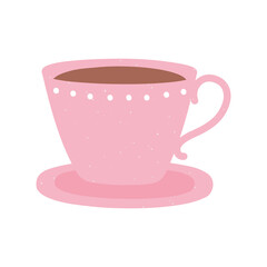 coffee cup in dish beverage icon in cartoon style