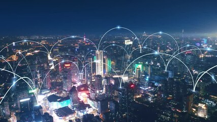 city and network connection concept.communication.smart city