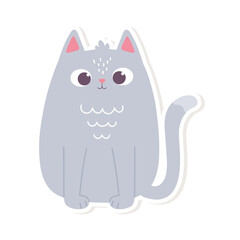 cute cat pet animal decoration cartoon style sticker white background