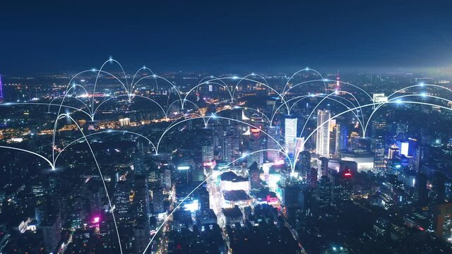 city and network connection concept.communication.smart city