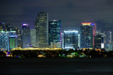 Fototapeta na wymiar Miami, Florida, USA the downtown cityscape Panorama.