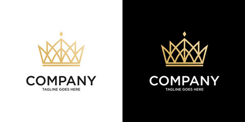Vintage Crown Logo Royal King Queen abstract Luxury Logo design vector template. Geometric symbol Logotype concept icon.