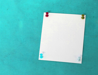 Notebook paper sheet with pin, copy space for text