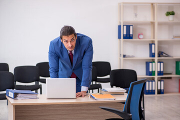 Young businessman making presentation during pandemic