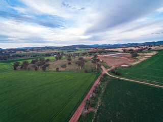 Fototapeta na wymiar aerial shot over the farm