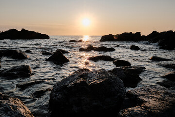 a golden sunset with natural sun burst